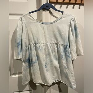 Old Navy shirt women’s XL blue & white tie dye denim blouse cl